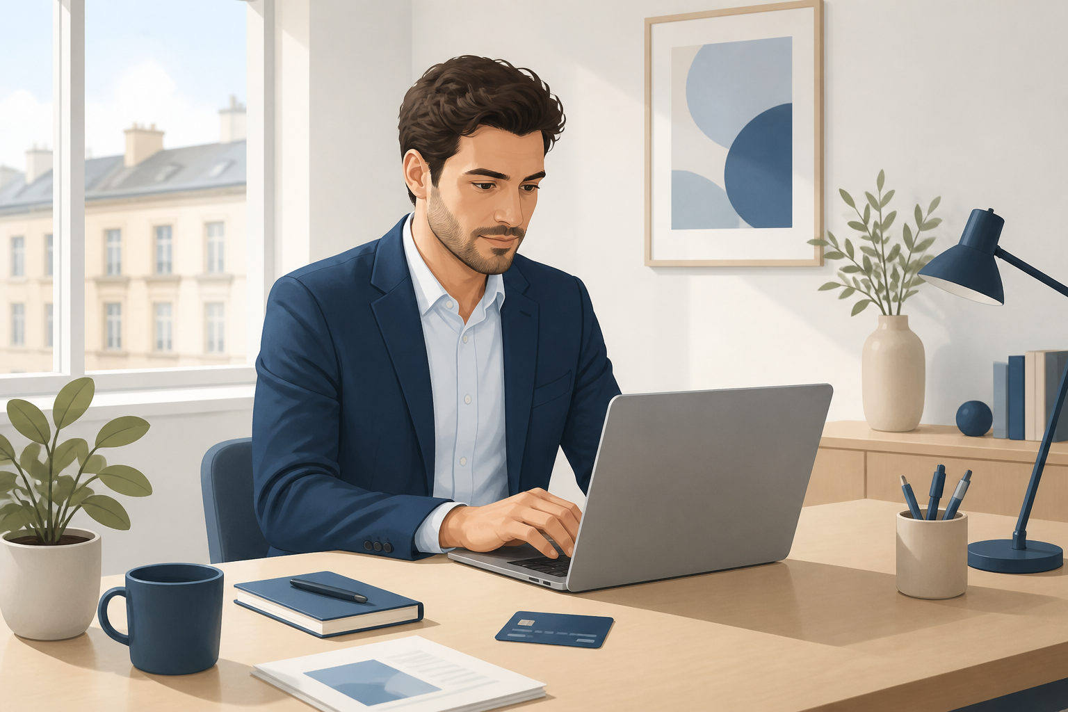 auto-entrepreneur compte pro obligatoire illustration entrepreneur bureau carte bancaire professionnelle