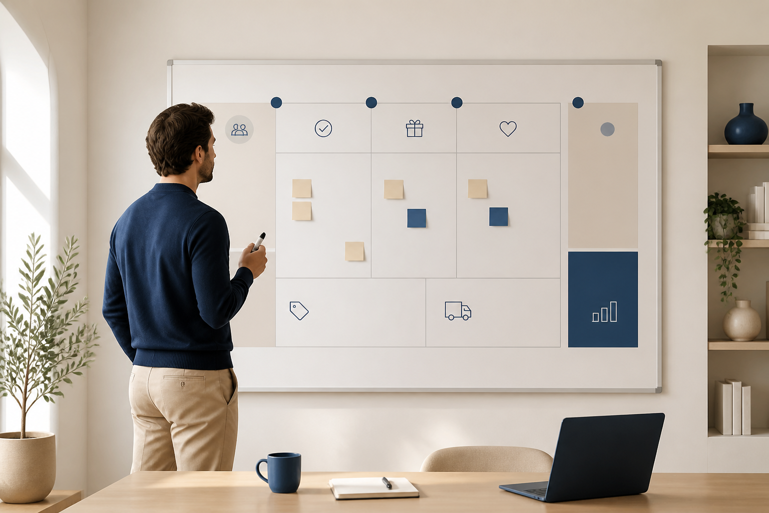 Business model définition : entrepreneur devant un Business Model Canvas
