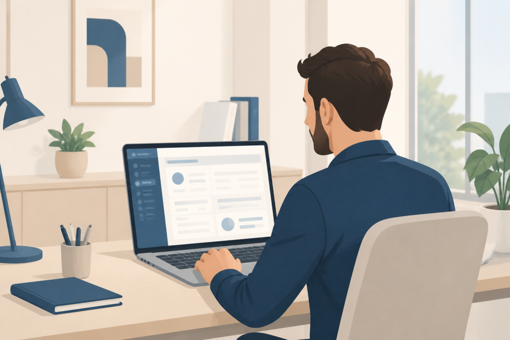 Entrepreneur consultant le guichet unique INPI pour changer l'adresse de son auto-entreprise