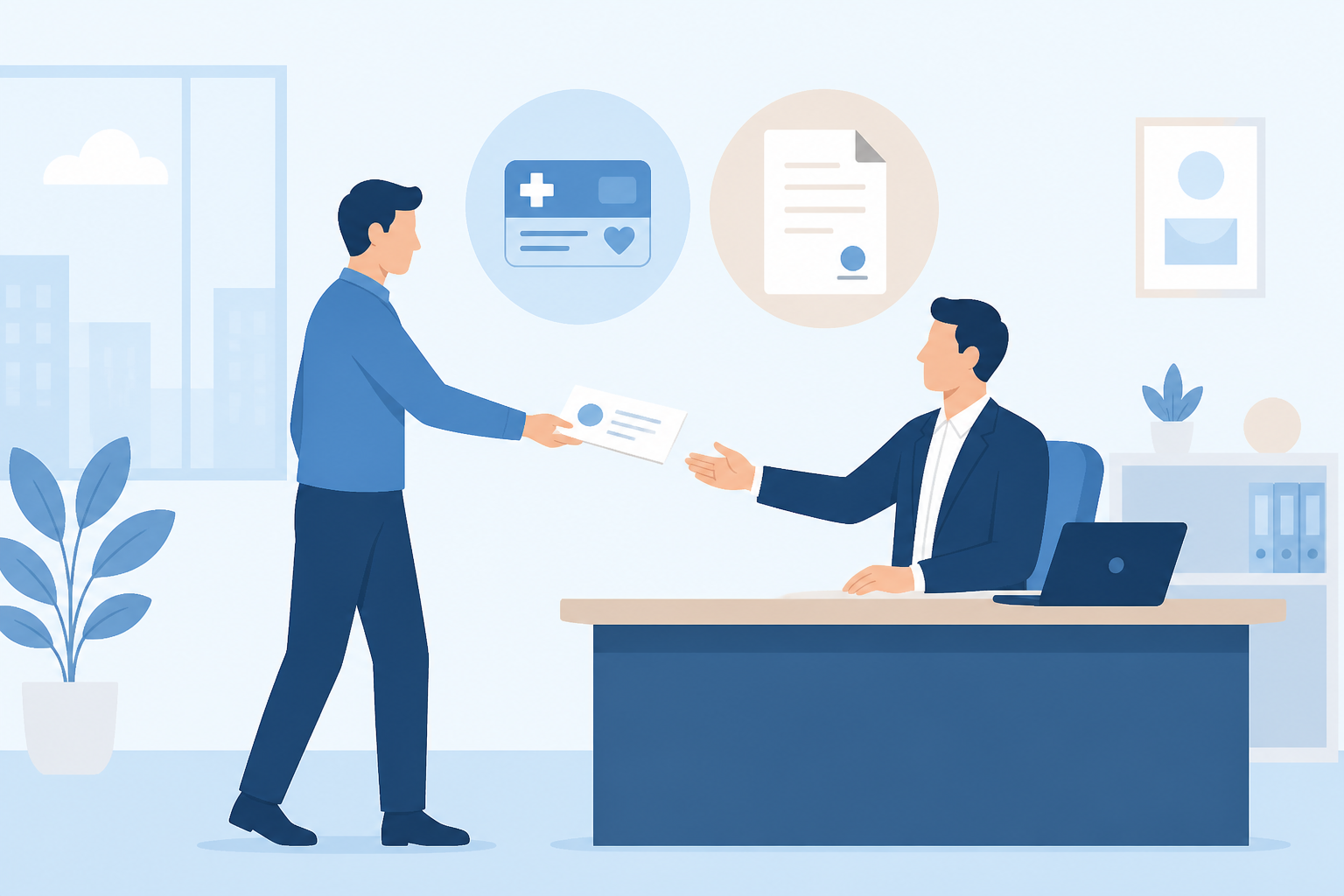 cas de dispense adhésion mutuelle d'entreprise : salarié remettant un document à son employeur