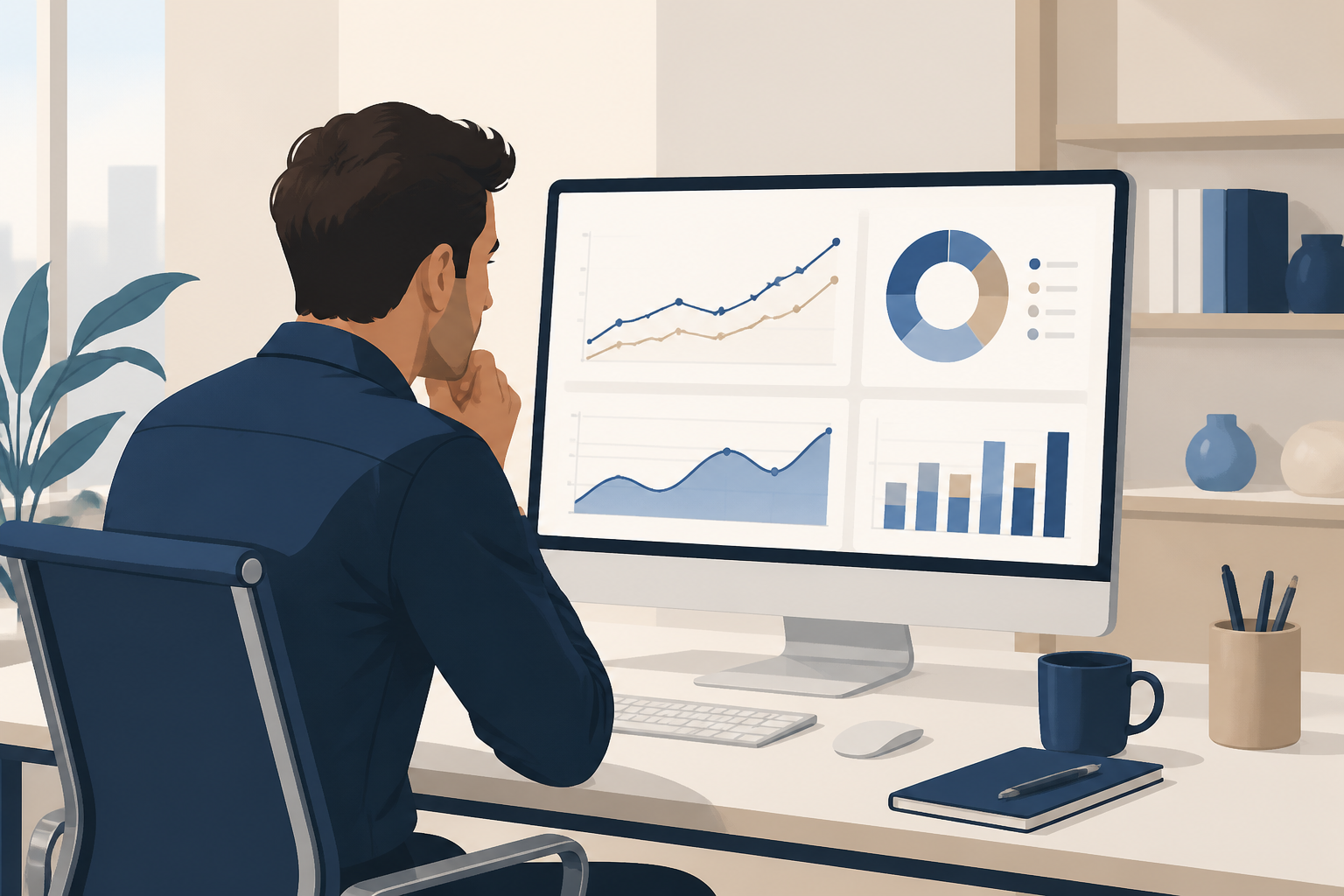 Entrepreneur analysant les métriques ROI d'une campagne d'influence marketing