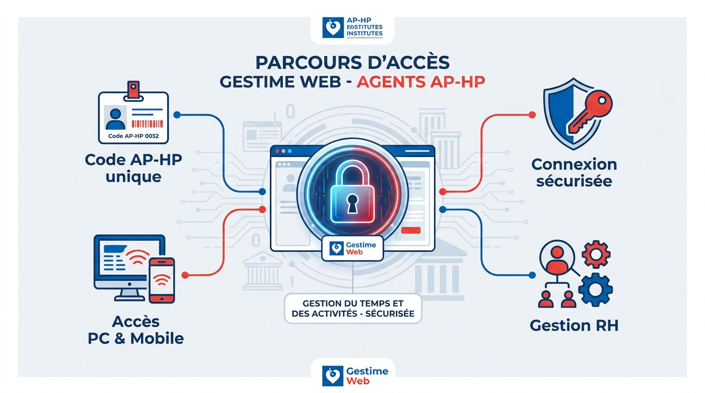 Interface de connexion au portail Gestime Web pour les agents de l'AP-HP