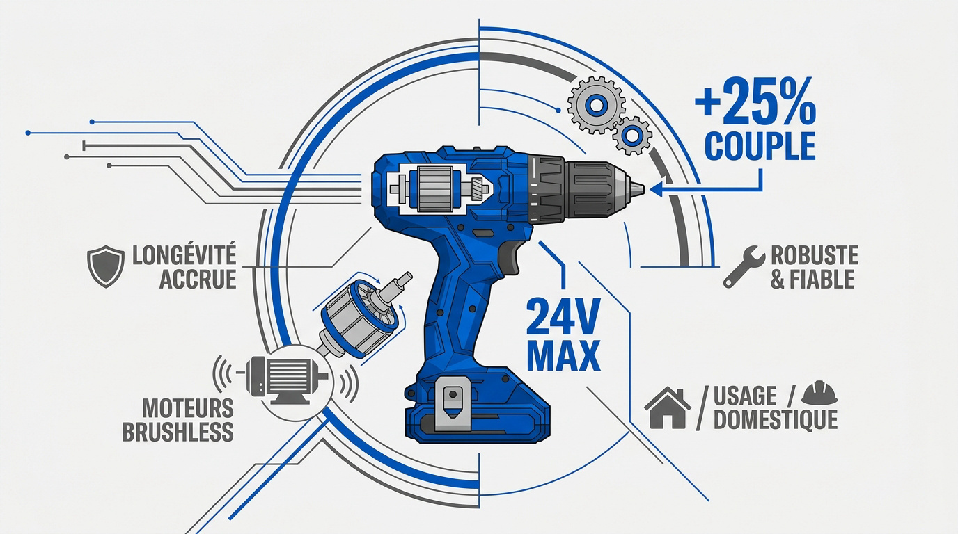 Perceuse visseuse Cobalt 24V Max avec moteur brushless pour une puissance et une fiabilité accrues sur chantier