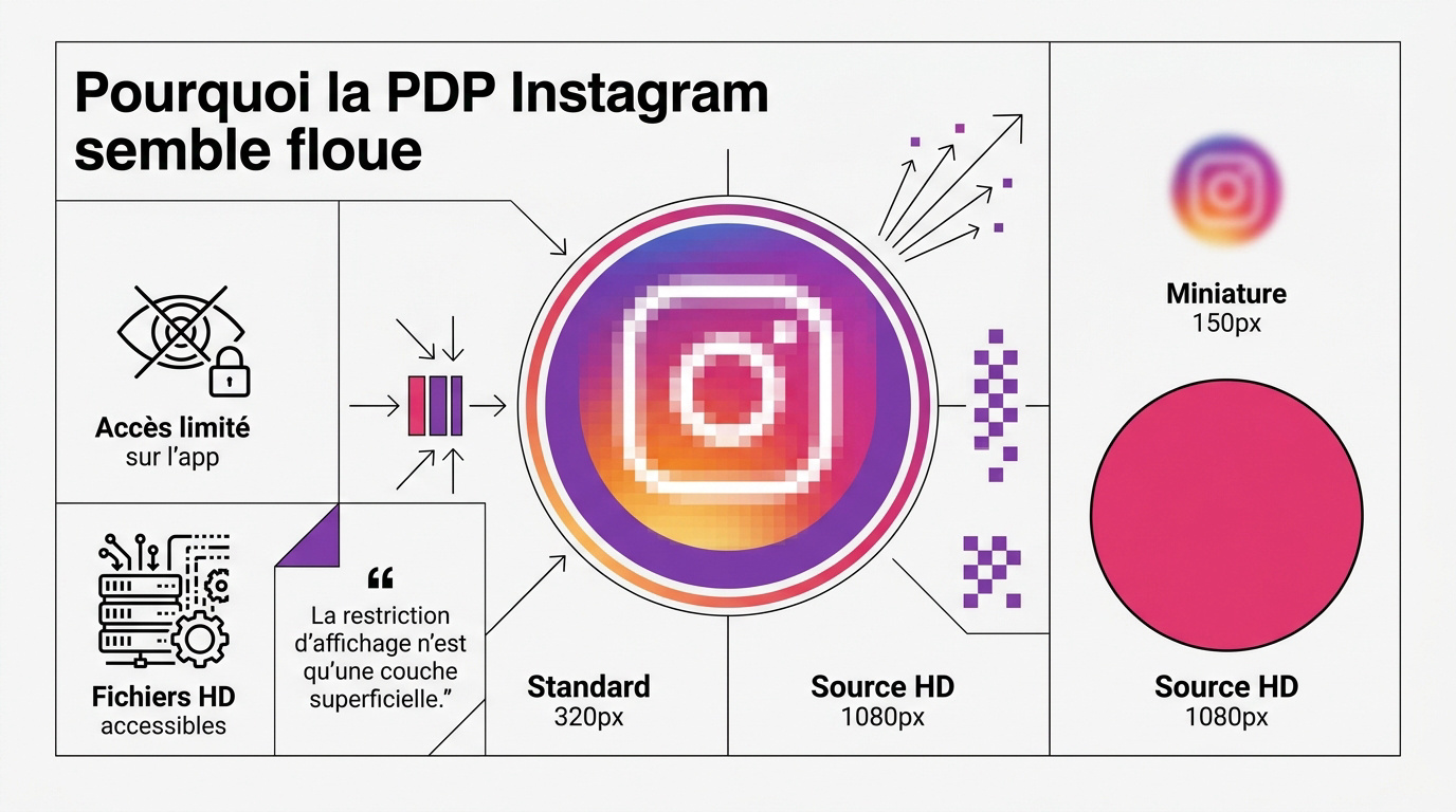Compression de la photo de profil Instagram provoquant un effet de flou