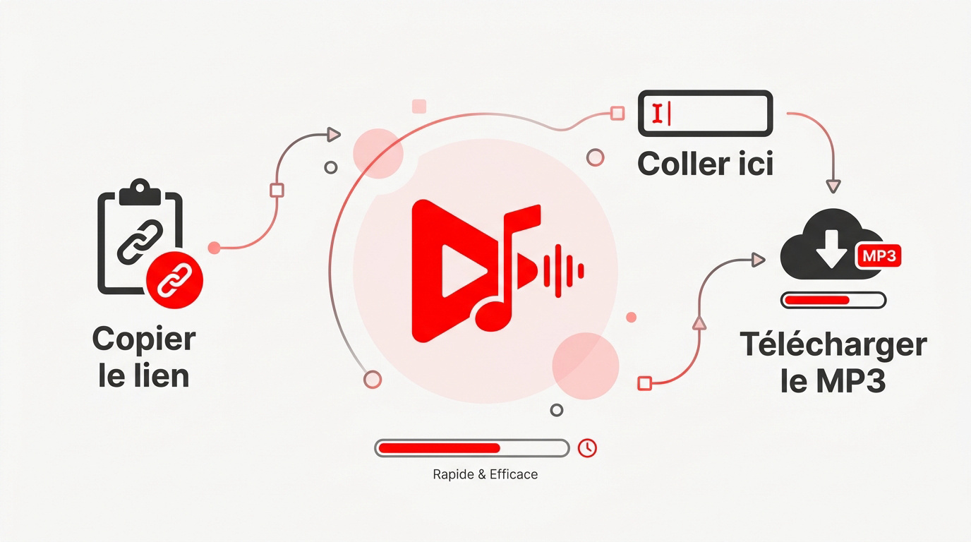 Schéma des étapes de conversion d'une vidéo YouTube en fichier audio MP3