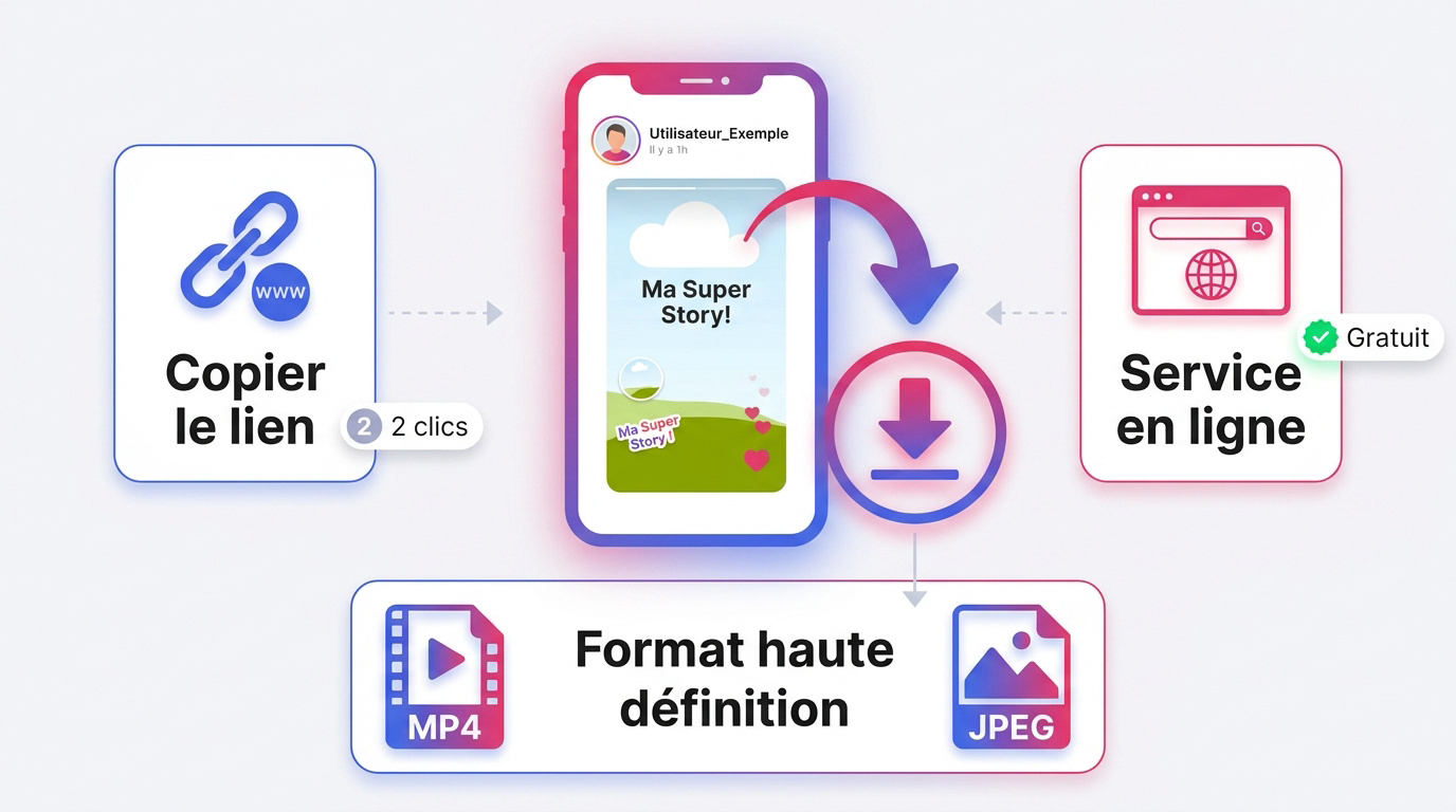 Interface de téléchargement de story Instagram en deux clics